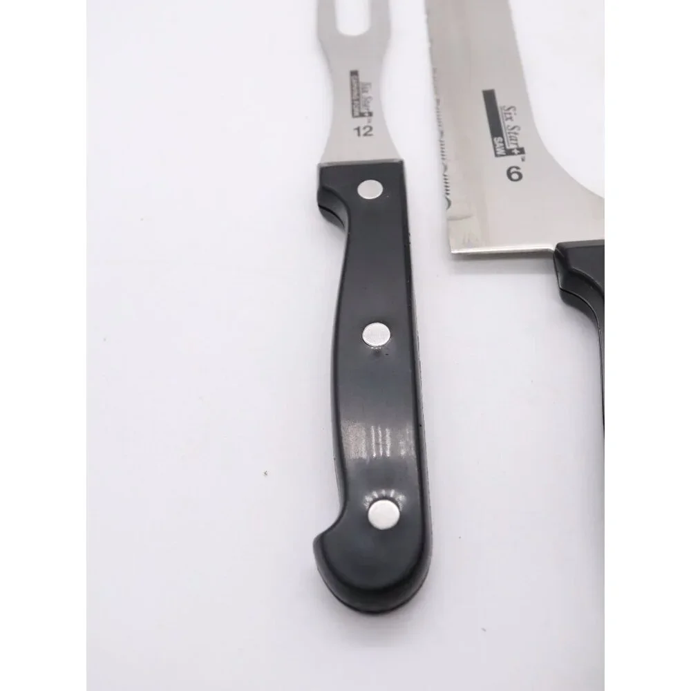 4 Ronco Six Star‎ Carving Knives - 2 Carving 6 Saw 12 Carving Fork SS Full Tang